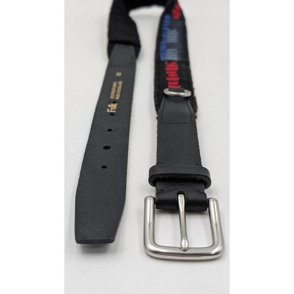 Folk Men's Woven Leather Fabric Belt Size 32 Black Red Blue Made in England - Picture 3 of 7